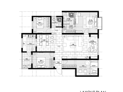 现代简约风格三居室住宅全套施工图+效果图 平层