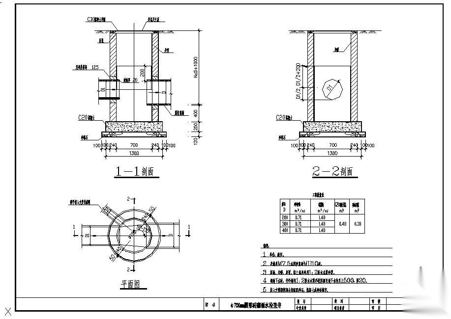 砖砌雨水检查井及盖板配筋图