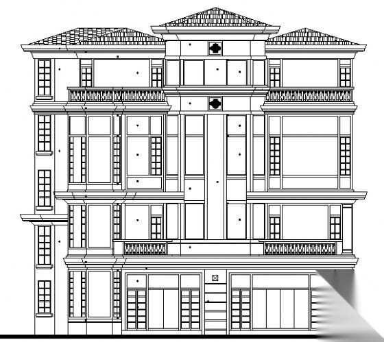 珠海市某四层叠拼别墅住宅楼建筑方案图