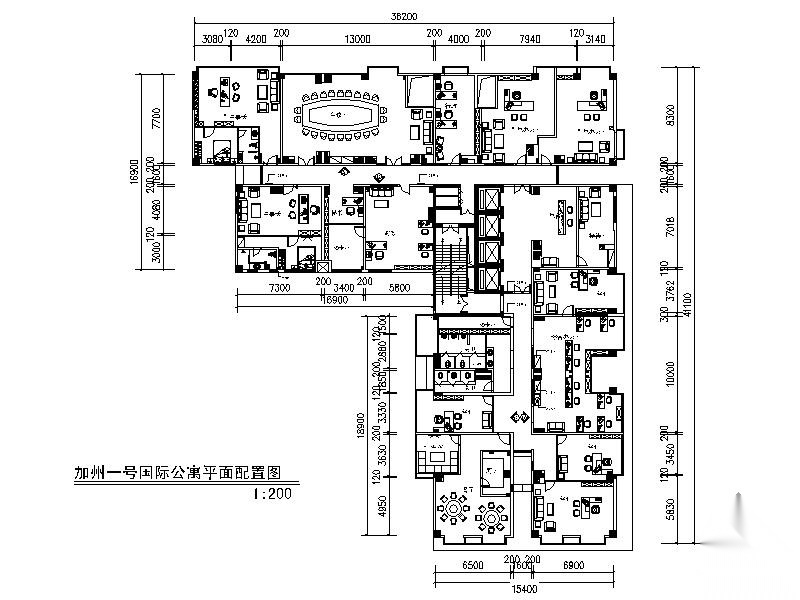 某国际公寓办公室施工方案图