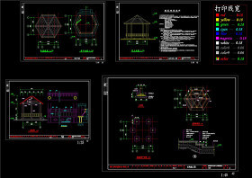六角亭CAD景观图纸