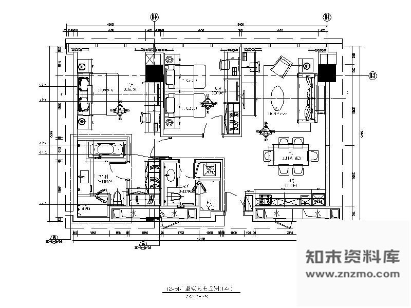 施工图杭州某酒店套房室内装修图