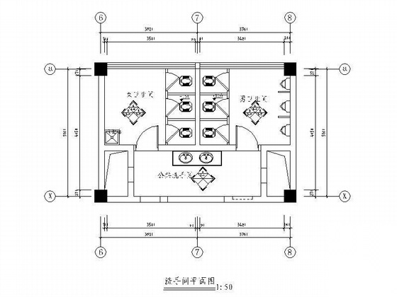 [湖南]办公楼公共卫生间装修图