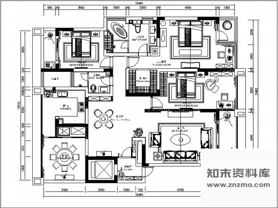 图块/节点重庆某欧式大户型四居室平面图