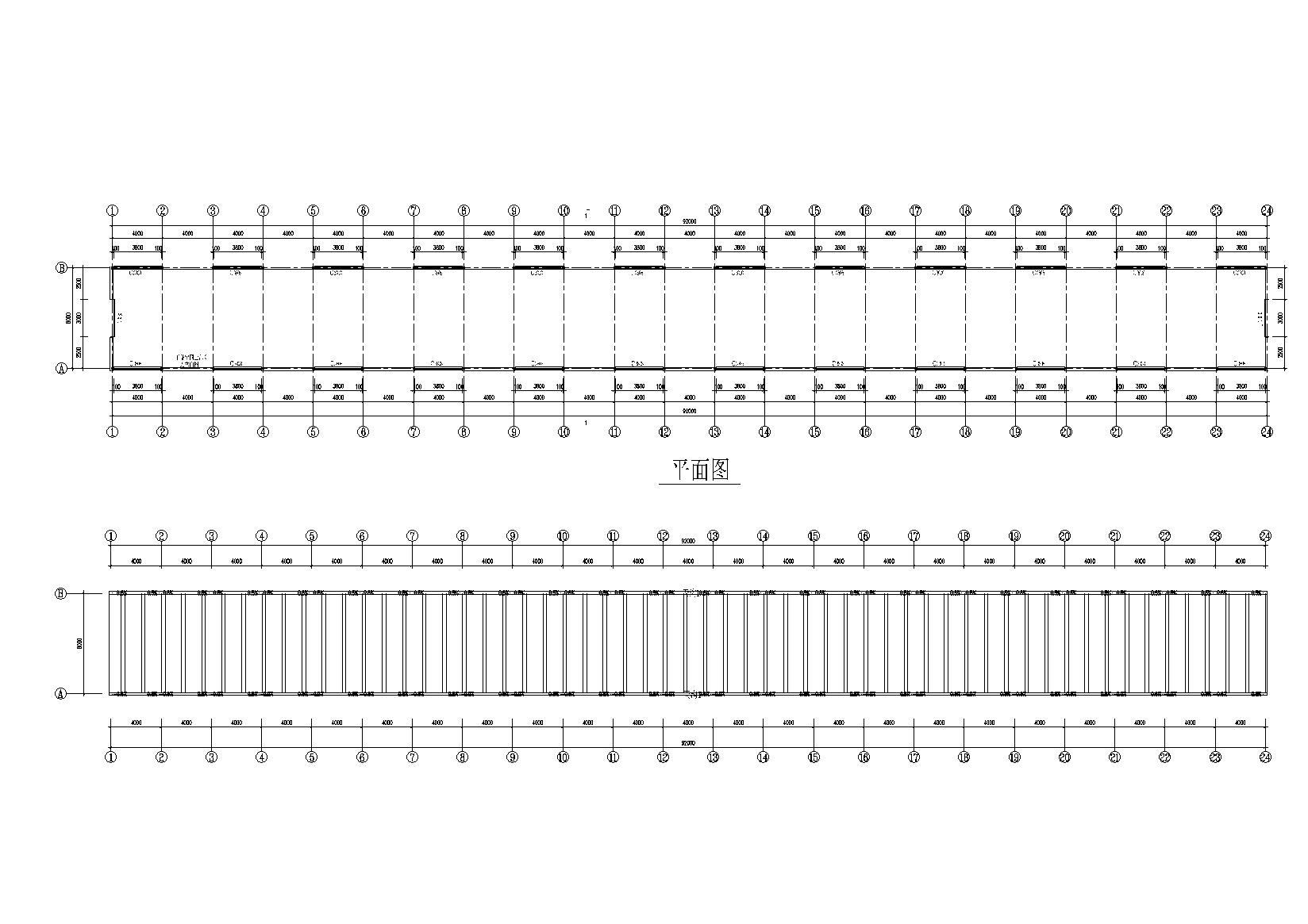 钢结构温室蔬菜大棚施工图（CAD、8张）