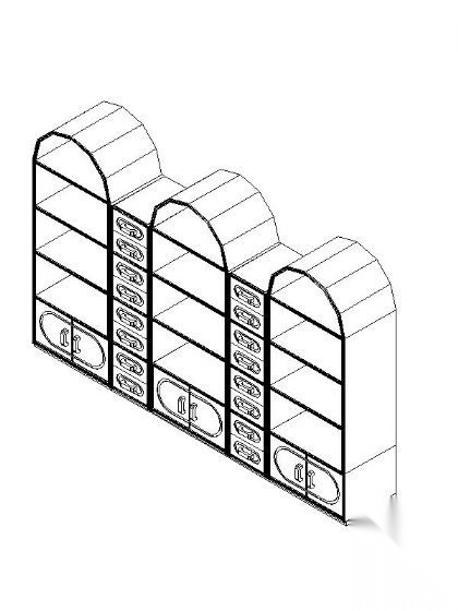 书柜CAD三维图块4