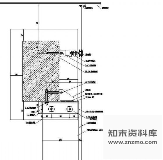 图块/节点肋驳接式幕墙顶部节点 节点