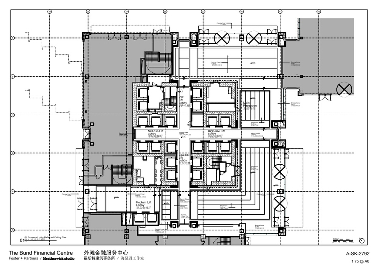 上海外滩国际金融服务中心办公室内装CAD施工图+方案文本