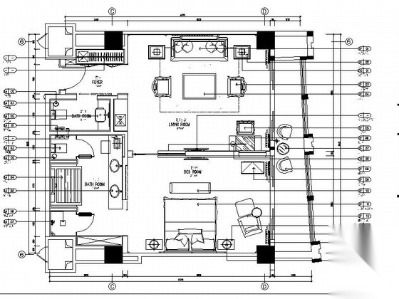 [云南]中式豪华酒店套房室内装饰设计CAD施工图 客房