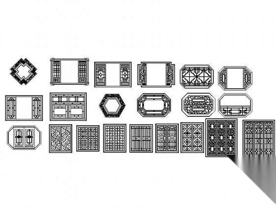 中式木隔窗CAD图块