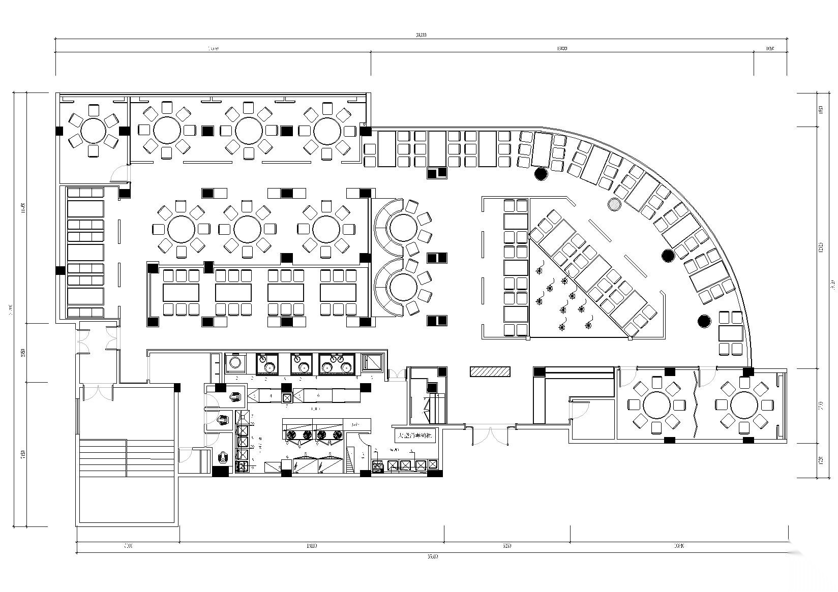 [福建]福州得悦餐厅装饰设计施工图+效果图