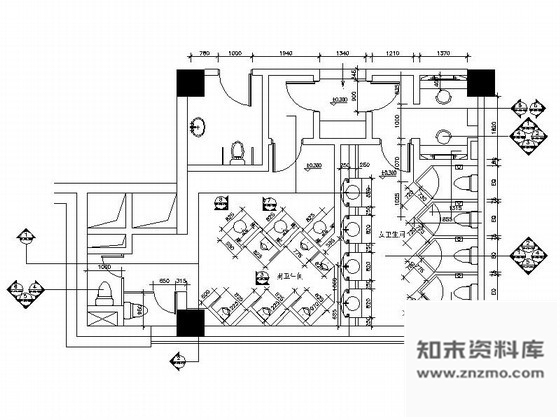 施工图大连知名酒店公共卫生间室内装修图