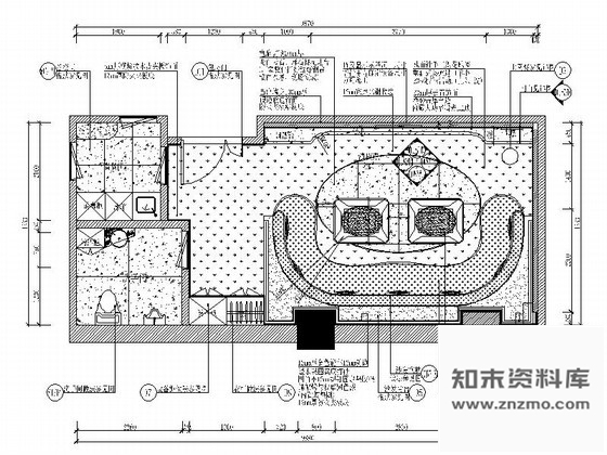 施工图42㎡俱乐部夜总会包间室内装修图