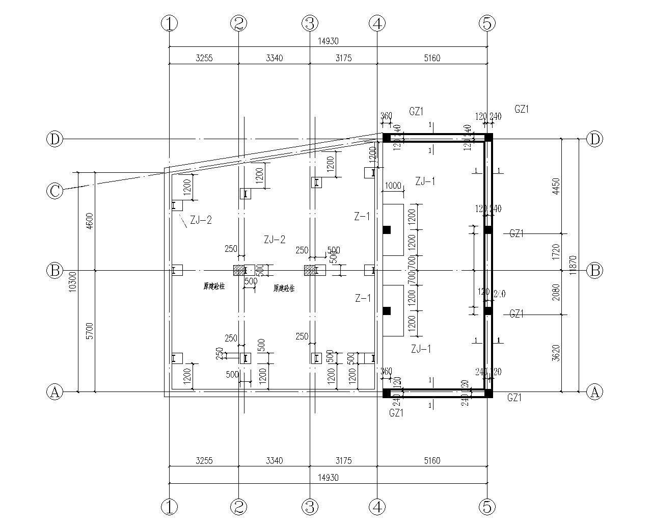 食堂改造钢结构工程施工图（CAD）