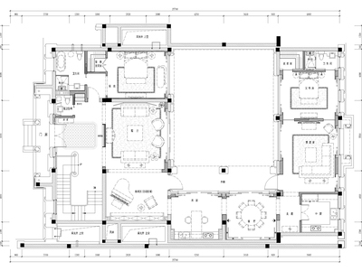 新中式混搭风双层别墅室内施工图+效果图