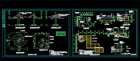 膜结构凉亭及曲桥施工图CAD景观图纸