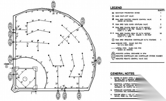 国外的棒球场和网球场灌溉设计图 园林景观给排水