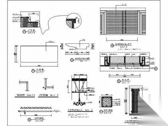 墙面石材干挂详图及天花节点图