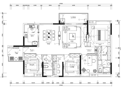 [湖南]​160㎡三居室现代平层样板间施工图