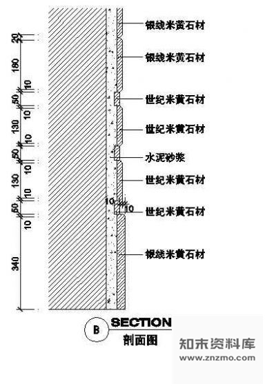 湿挂石材剖面 施工图