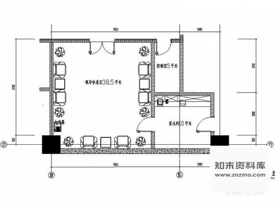 施工图领导休息区室内装修图