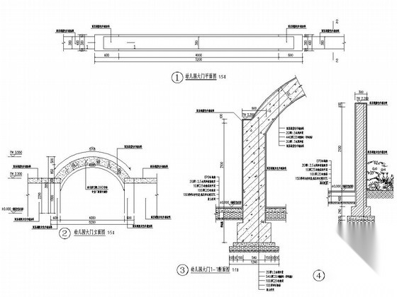 幼儿园大门 围墙 施工图 通用节点