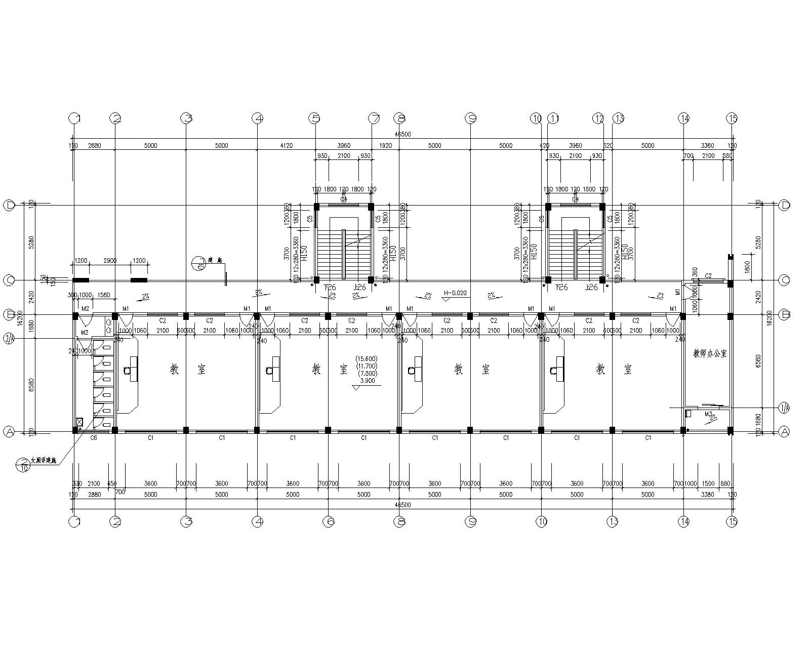 6层教学楼 混凝土结构 施工图 建筑通用节点