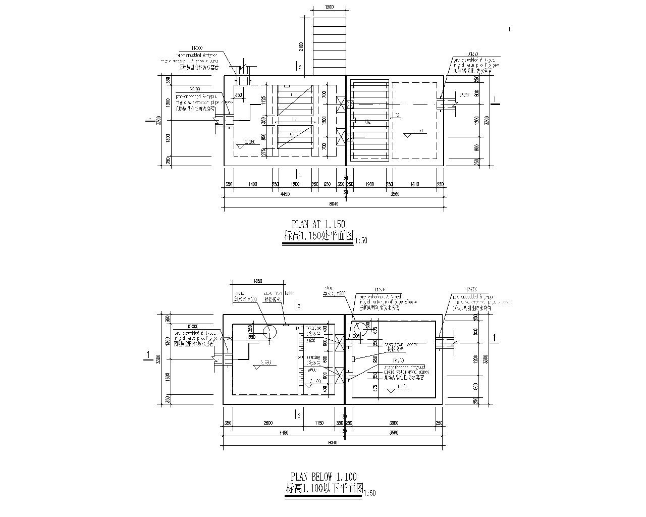 混凝土提升泵井结构施工图（CAD） 混凝土节点