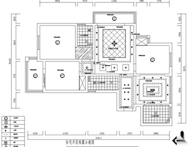 现代简欧混搭风二居室住宅装修施工图设计 平层