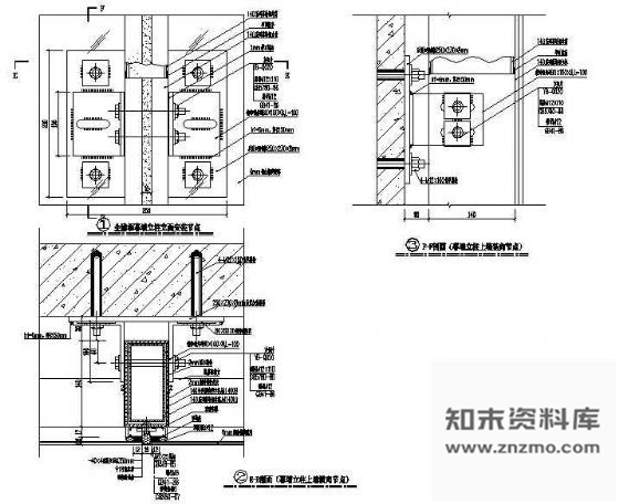 图块/节点全隐框幕墙立柱立面安装节点 节点