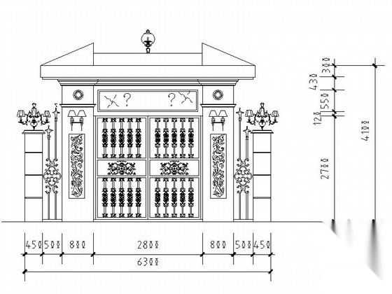 铁艺大门 立面图 通用节点
