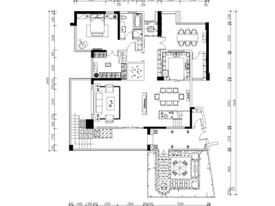 豪华四居室中空别墅装修施工图+效果图+模型