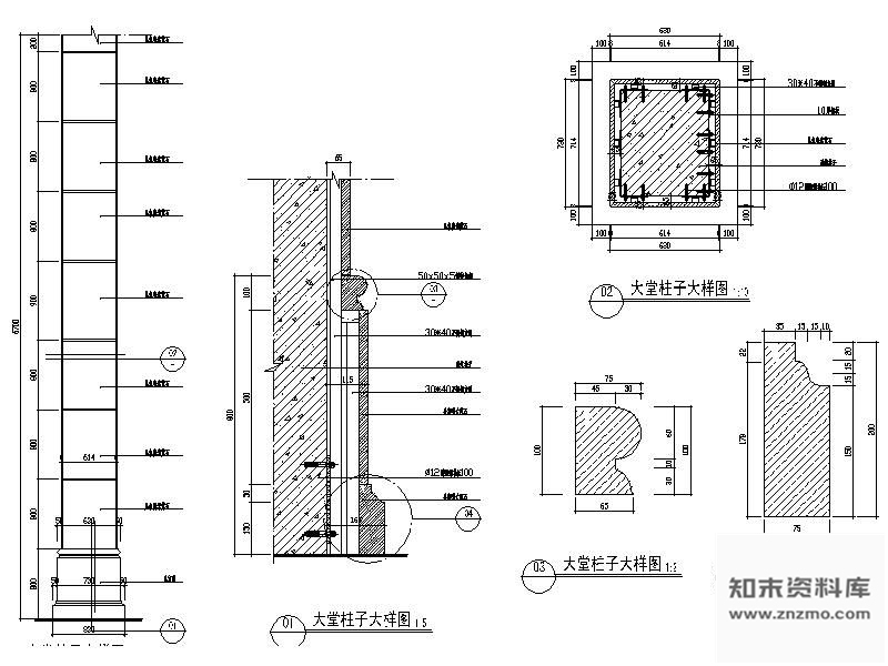 图块/节点大堂石材柱详图