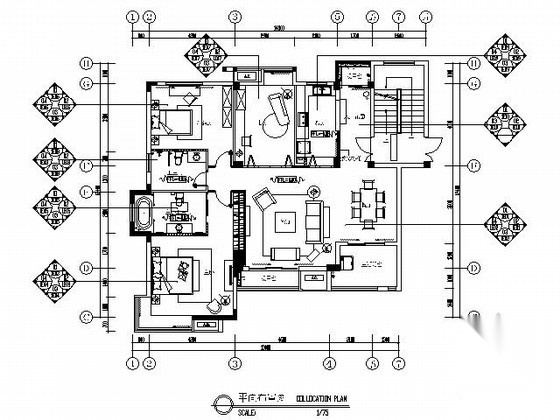 [武汉]田园风三居样板房施工图（含示意图） 平层