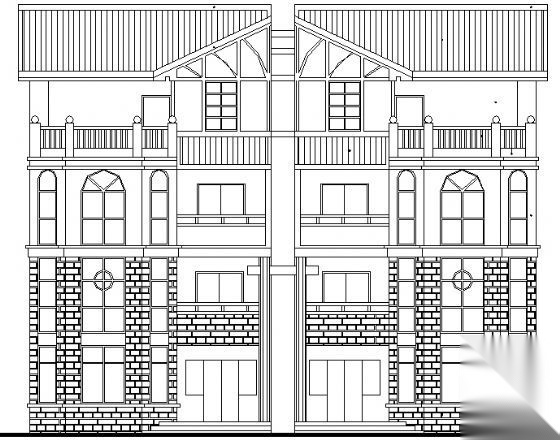 某四层双联排别墅建筑方案图