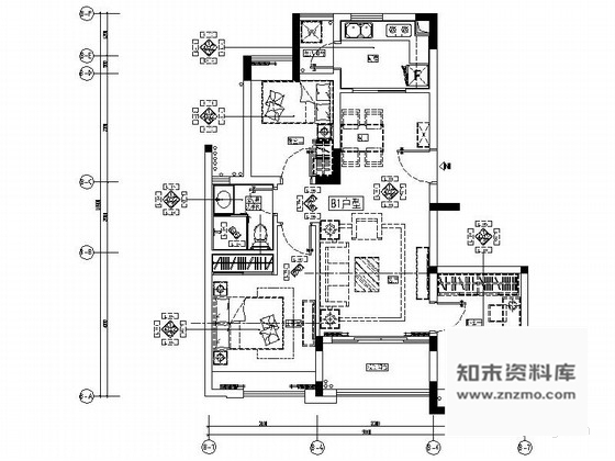 施工图佛山某豪宅小区三居室样板间室内装修图 别墅