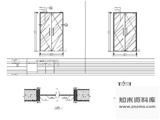 双开钢门套玻璃门 通用节点