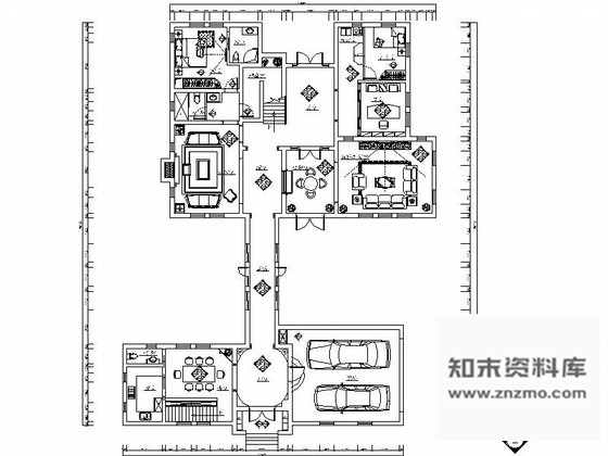 施工图花园别墅区欧式风情两层别墅室内装修设计施工图