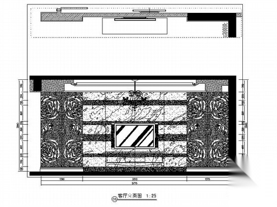 [重庆]某欧式四居室电视墙立面图