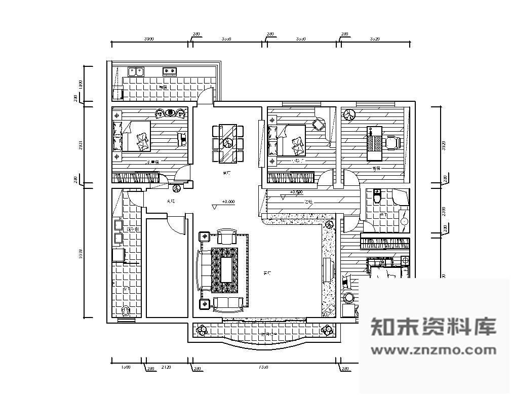 图块/节点四居室平面户型图