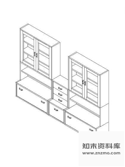 图块/节点书柜CAD三维图块集