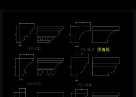 欧式檐线条CAD图块 各式线条