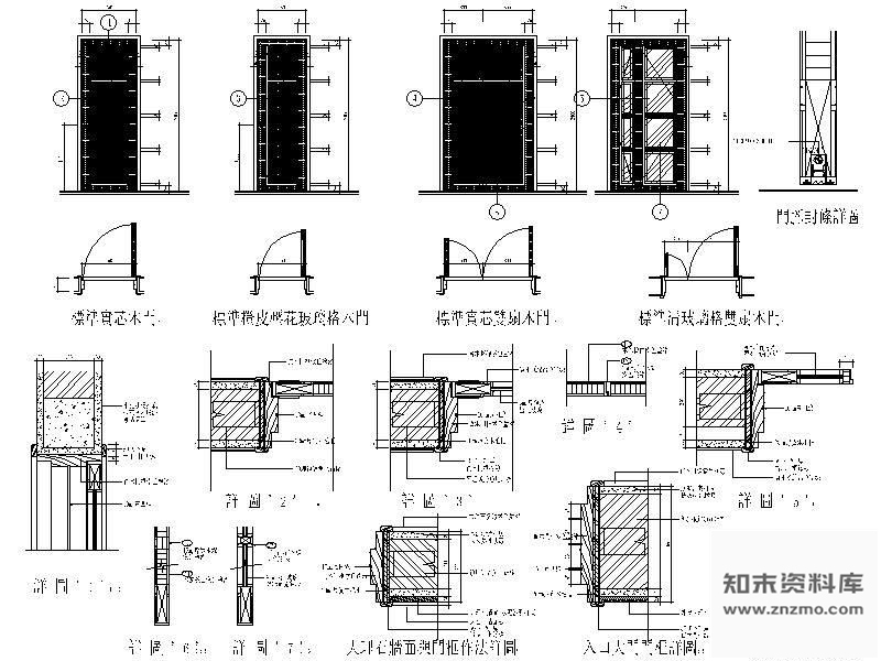 图块/节点别墅装饰木门详图 通用节点