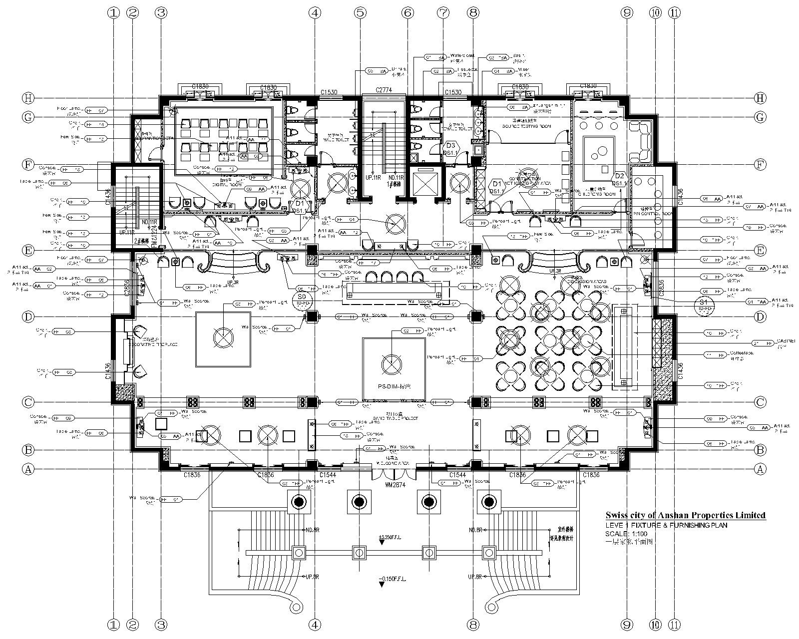 [辽宁]科林瑞城御园办公空间装修设计施工图+效果图