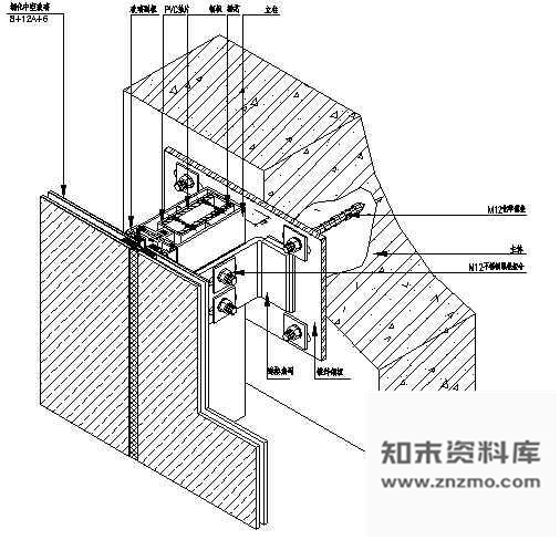 图块/节点隐框幕墙上墙连接示意图 节点