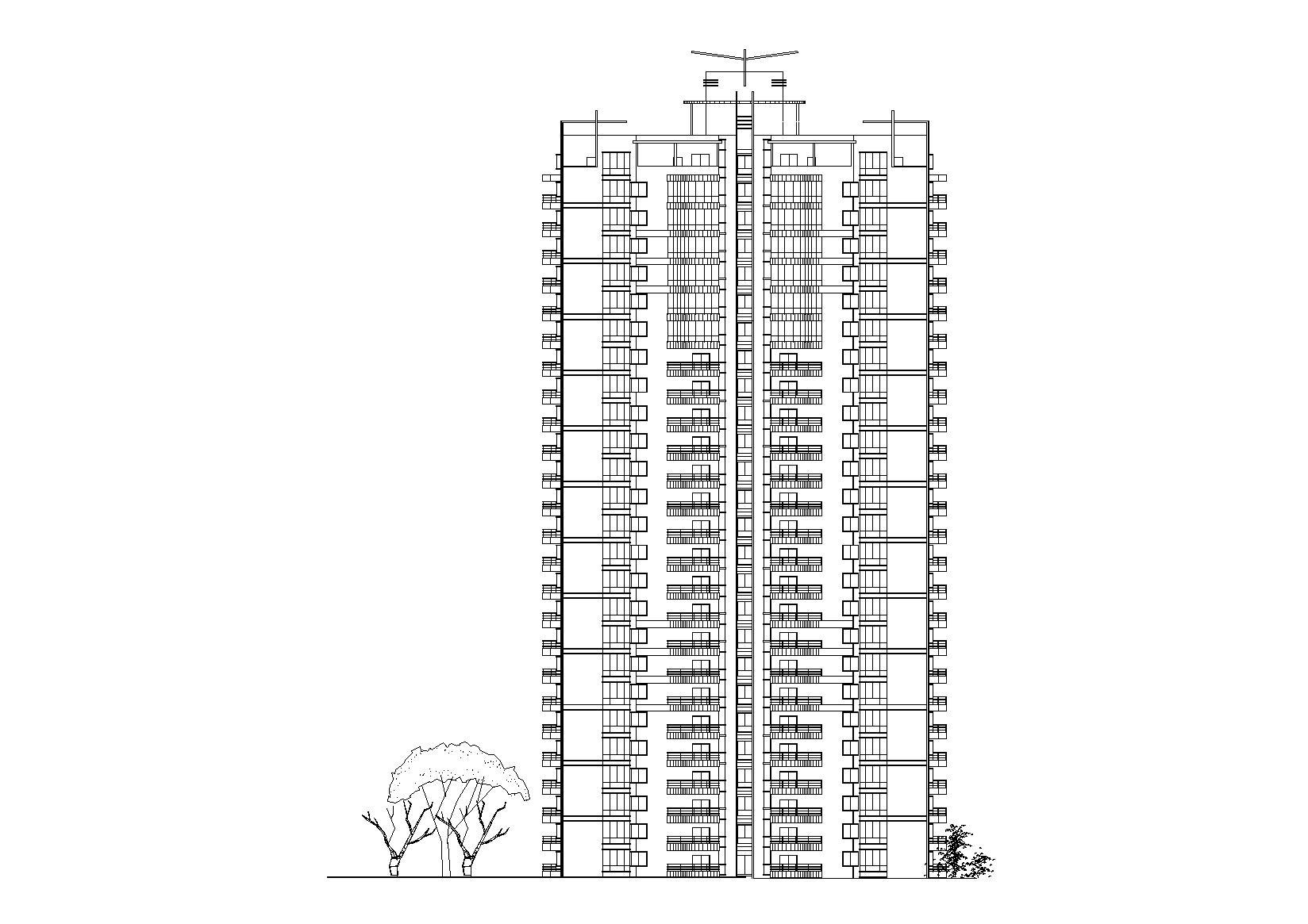 二十六层塔式住宅楼建筑设计方案图