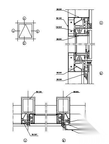 180系列（D型）隐框玻璃幕墙装配图 建筑通用节点