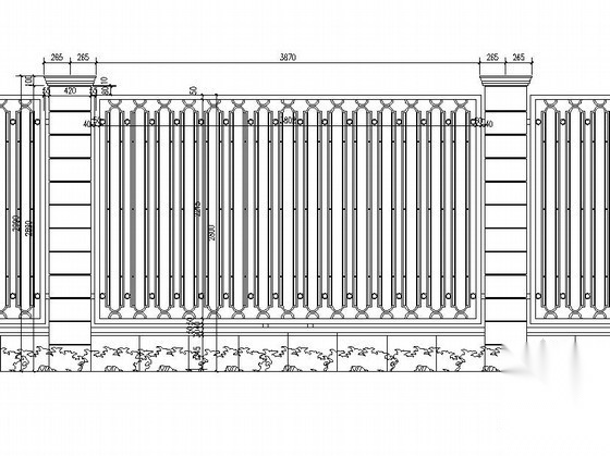 小区铁艺围墙施工图