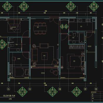 东莞幸福花苑D户型装修施工图 CAD建筑图纸 平层