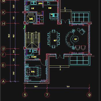 美式别墅样板间CAD施工图实景图，CAD建筑图纸免费下载